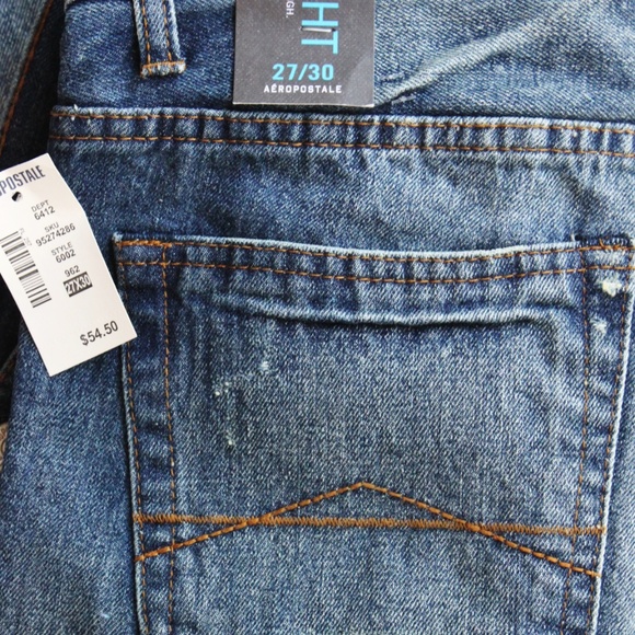 Aeropostale Jeans Sz 4 NWT Straight Distressed Patched Boho Whiskers Distroyed - Picture 8 of 8